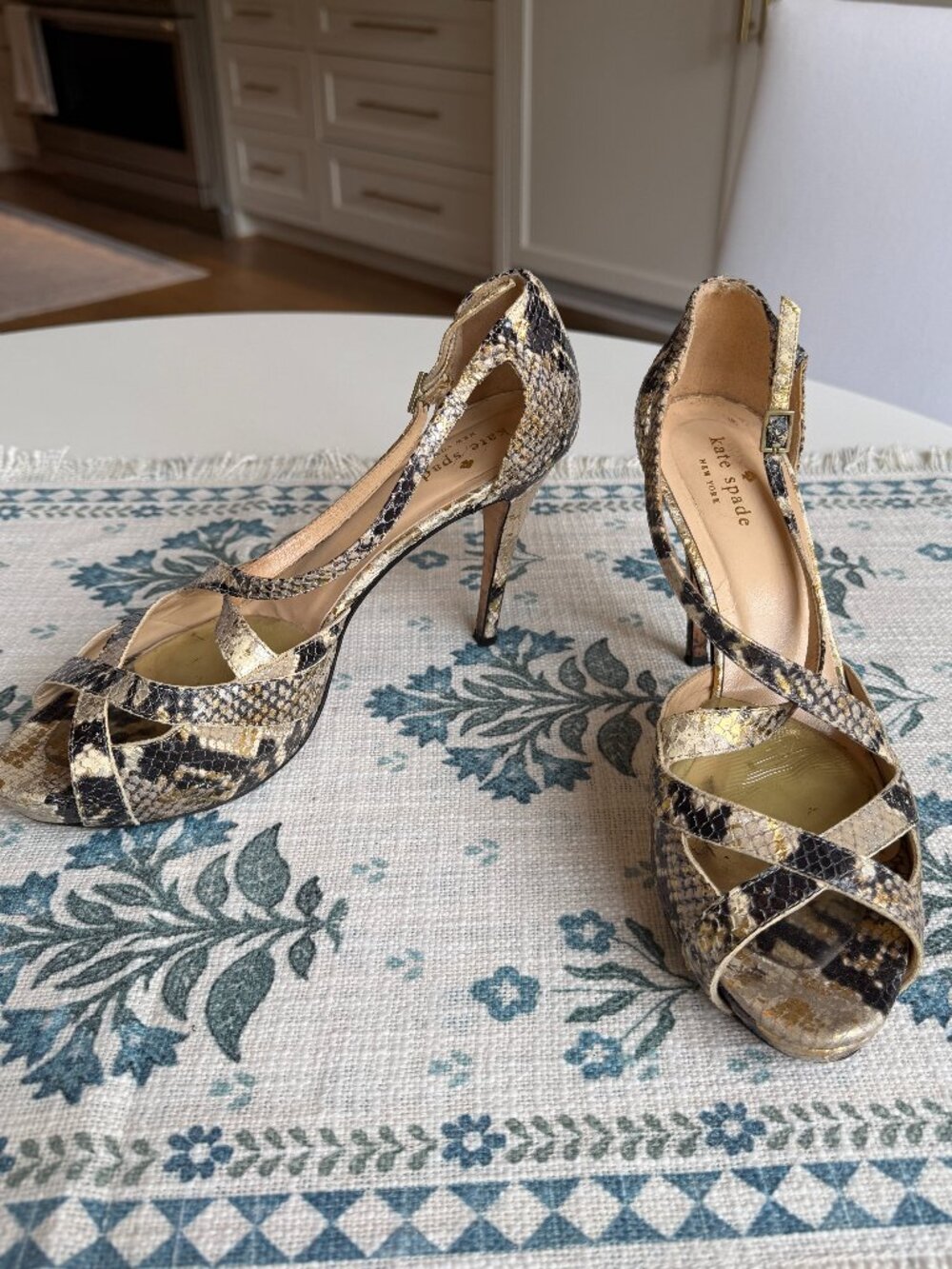 Kate Spade Platform Snakeskin Heels | Strappy | Open Toe | Womens Size 9